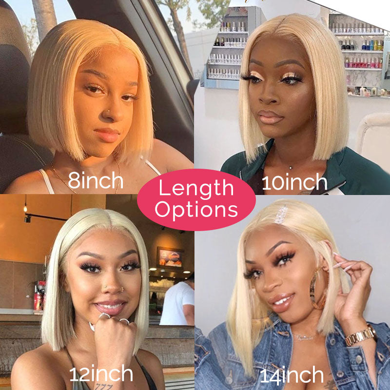 613 Blonde Bob Straight Human Hair Wig