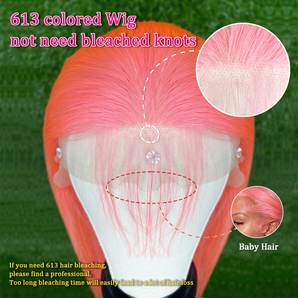 Light Pink Straight Human Hair 13x4 Front Lace