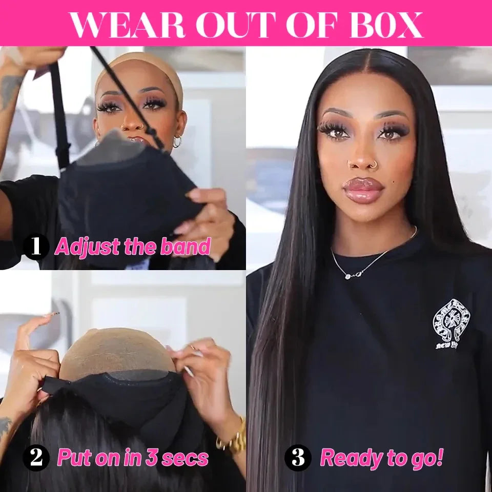 Glueless Straight HD Lace Wig Ready To Go Human Hair Pre plucked