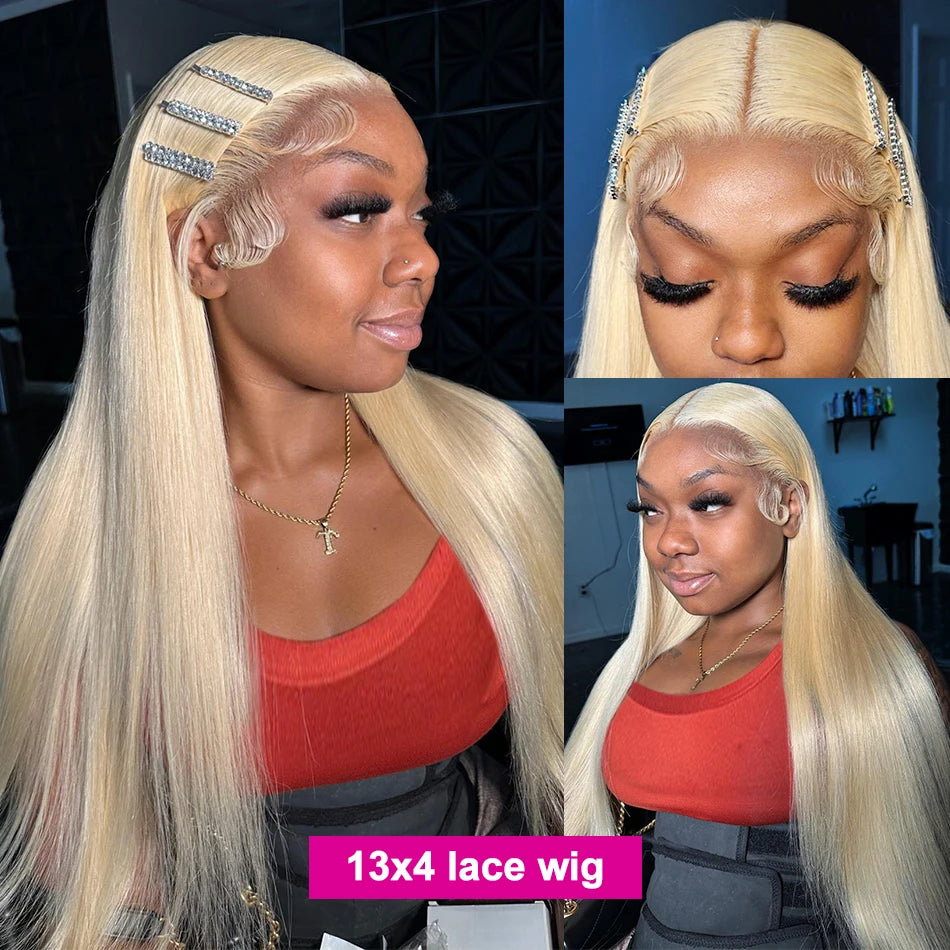 613 Blonde Straight Human Hair Lace Frontal Wig