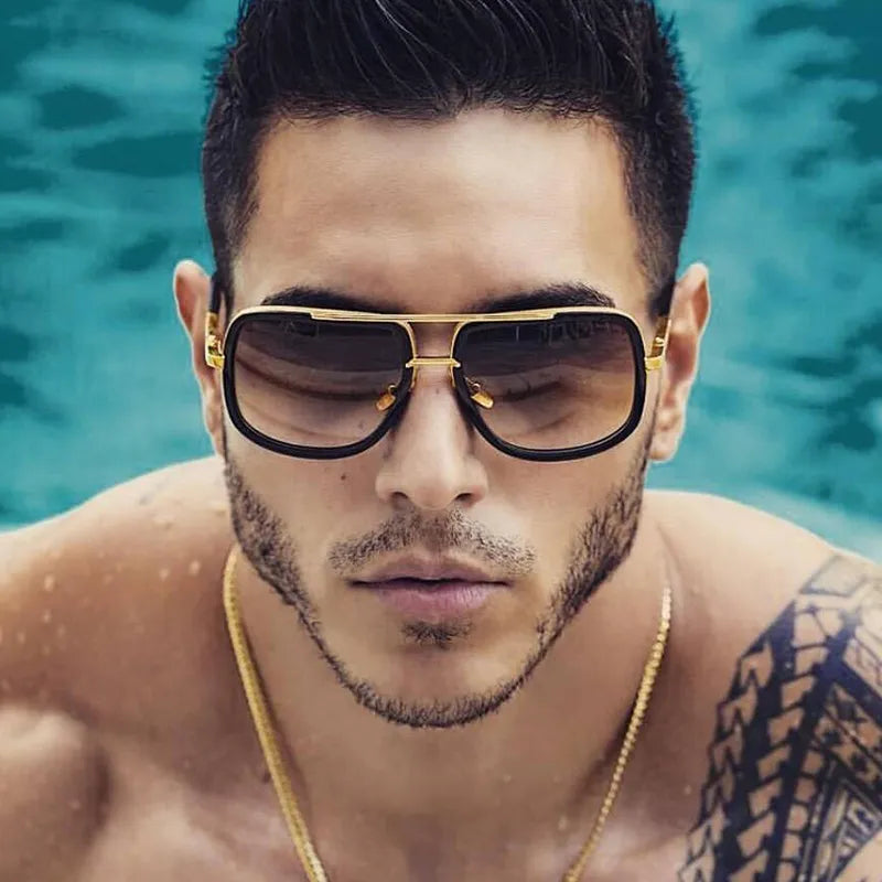 Men Square Metal Sunglasses