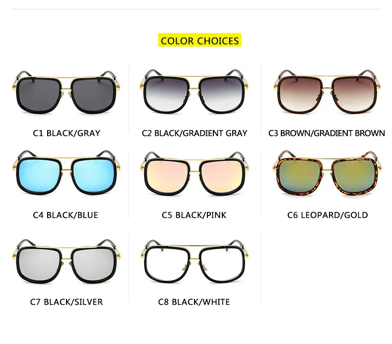 Men Square Metal Sunglasses