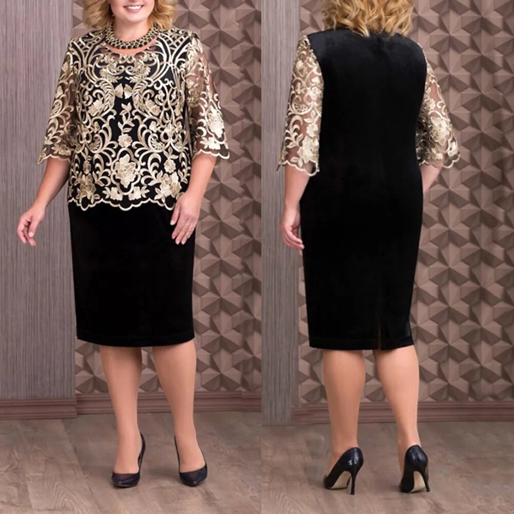 Women Dress Elegant Two Piece Set Half Sleeve Suit