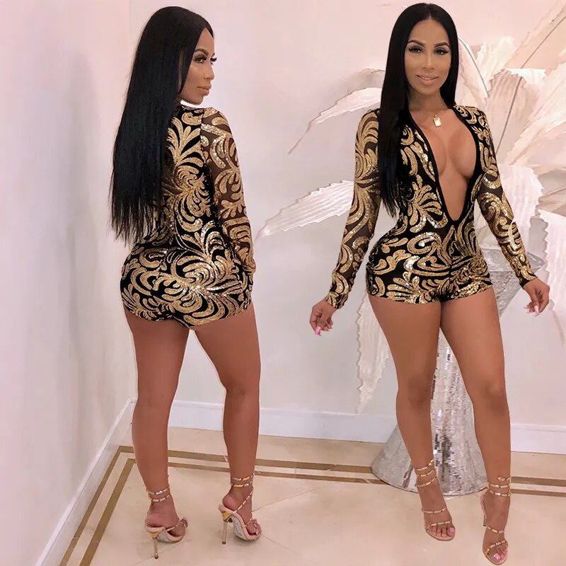 Women Sexy Nightclub Long Sleeve Romper