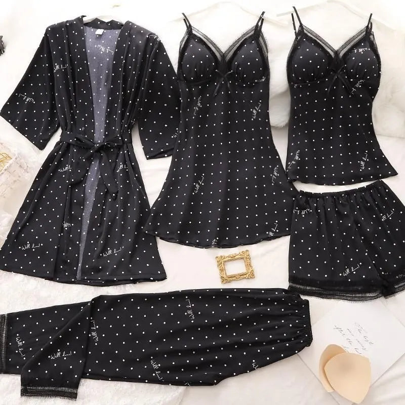 Sexy Lady Women Satin Short KimonoRobe Pajamas Bathrobe Print Floral Sleepwear