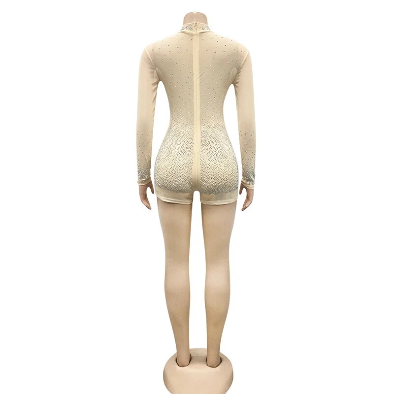 Women Romper Long Sleeve See Through