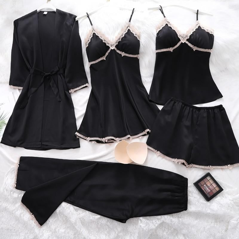 Sexy Lady Women Satin Short KimonoRobe Pajamas Bathrobe Print Floral Sleepwear