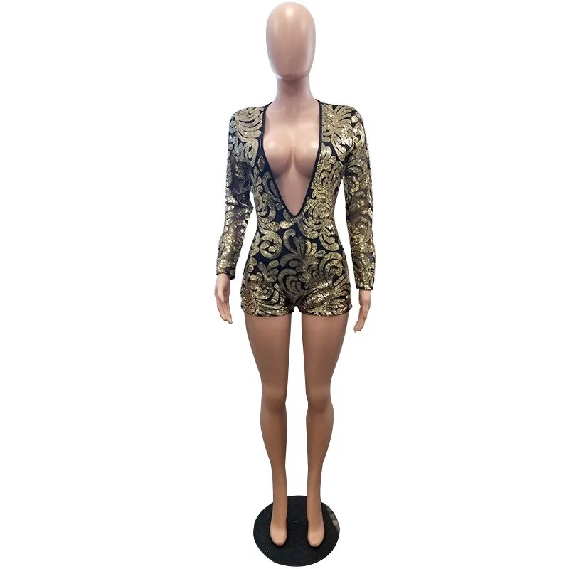 Women Sexy Nightclub Long Sleeve Romper