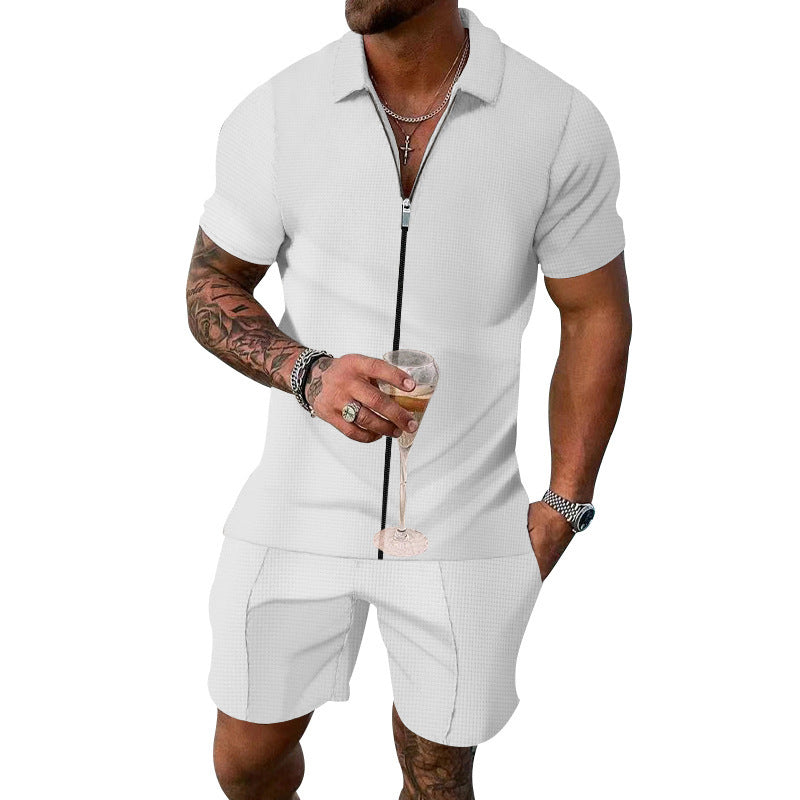 Men's Short Sleeves Two Pieces Suit
