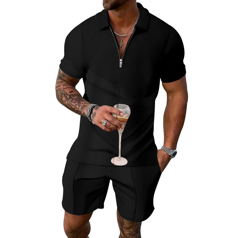 Men's Short Sleeves Two Pieces Suit