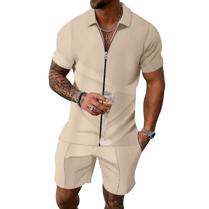 Men's Short Sleeves Two Pieces Suit