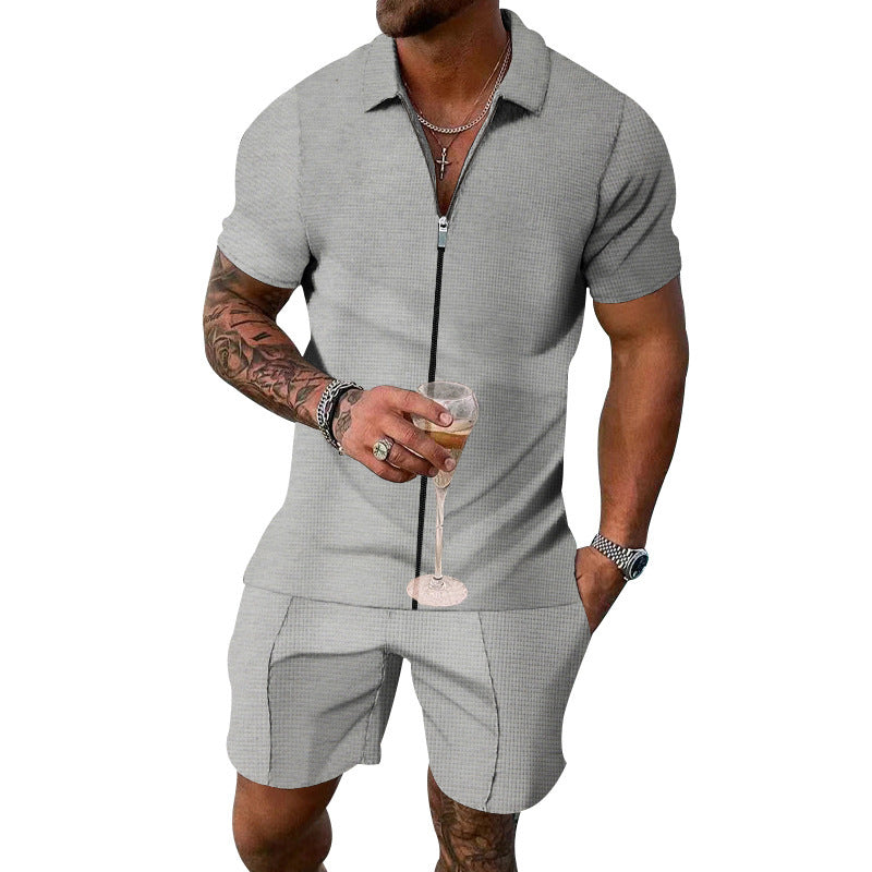 Men's Short Sleeves Two Pieces Suit