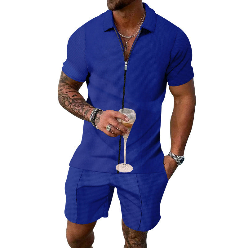 Men's Short Sleeves Two Pieces Suit