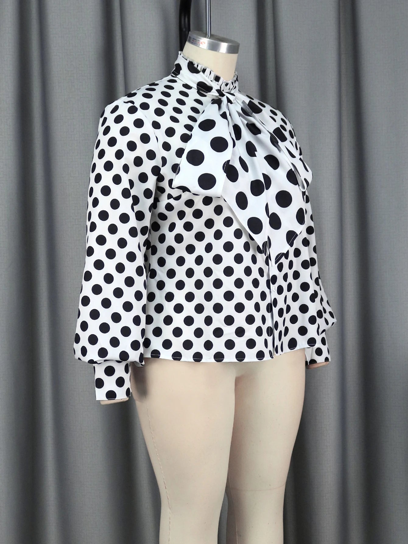 Polka Dot Printed Bowtie Blouse