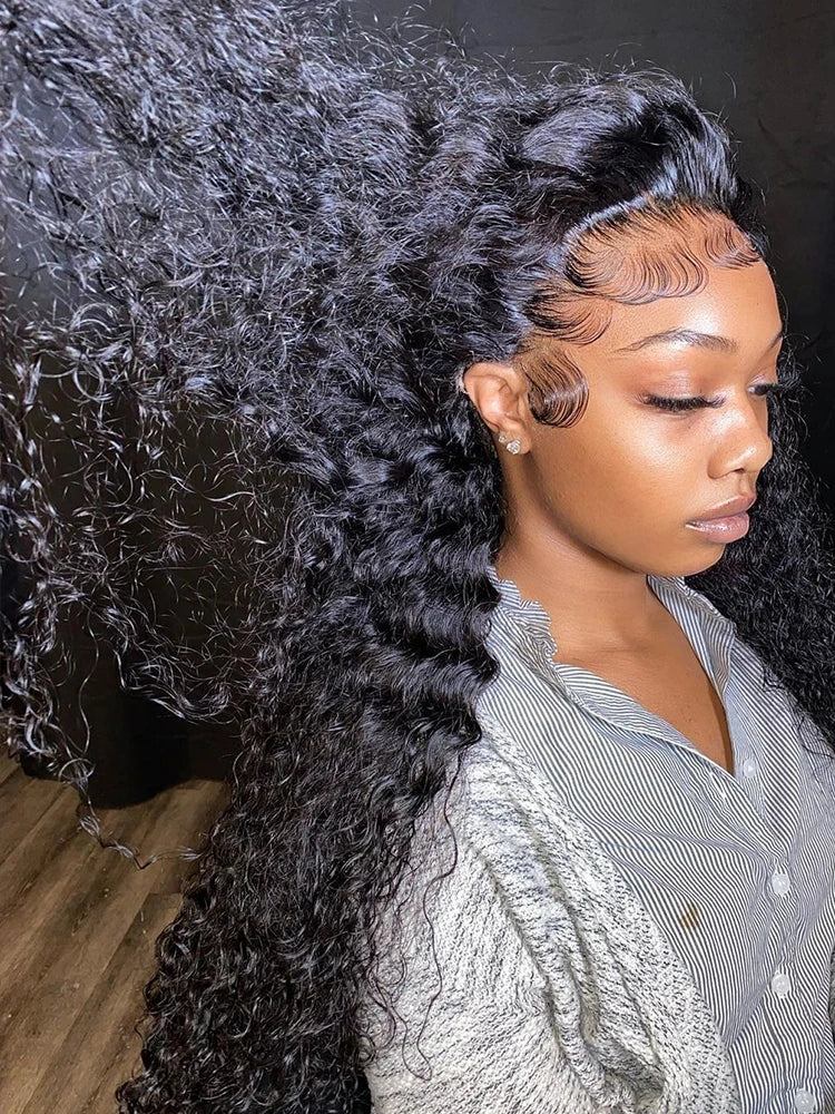 Brazilian Deep Wave HD Lace Frontal Wig Human Hair Pre Plucked