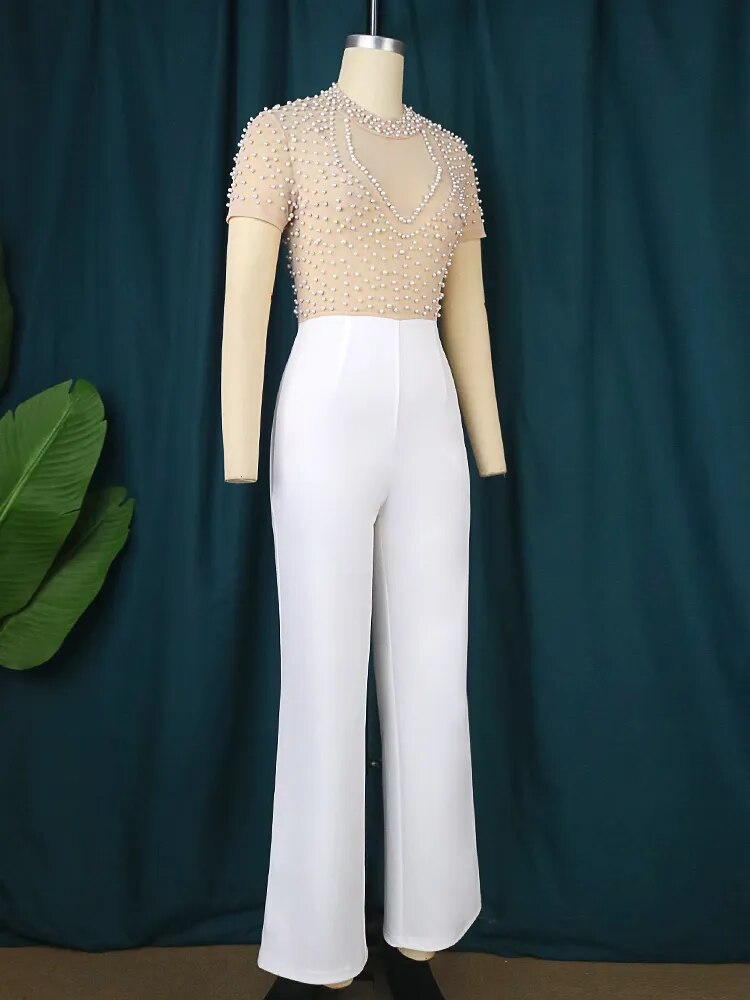 Women Jumpsuit See Through Sexy Wide Leg