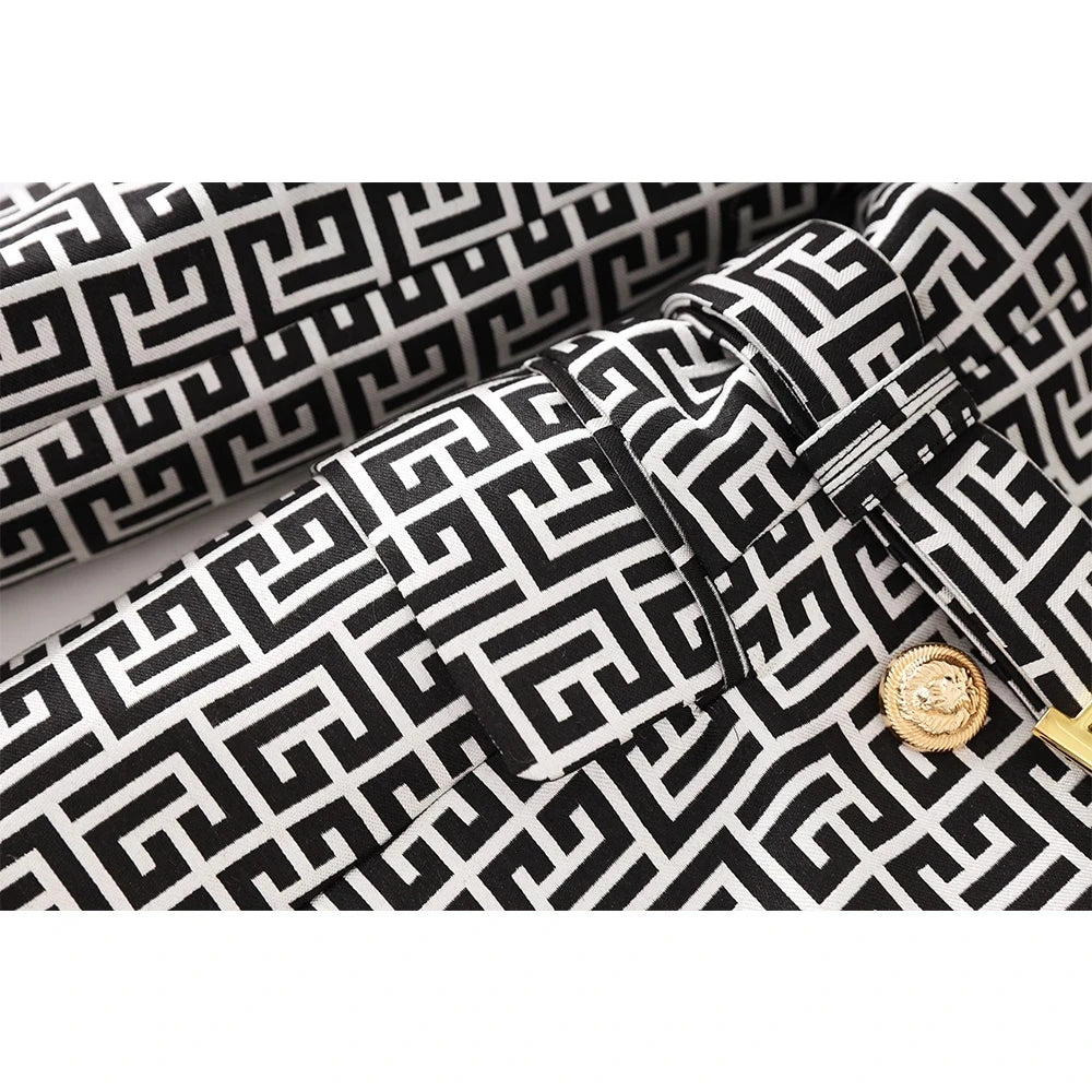 Geometric Pattern Elegant Slim Office Blazer Dress