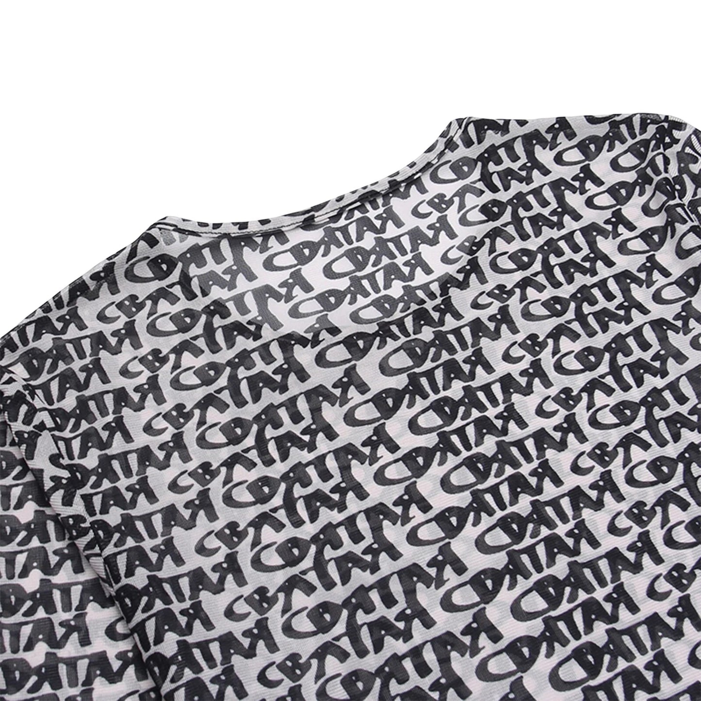 Mesh Long Sleeve Printed Bodysuit
