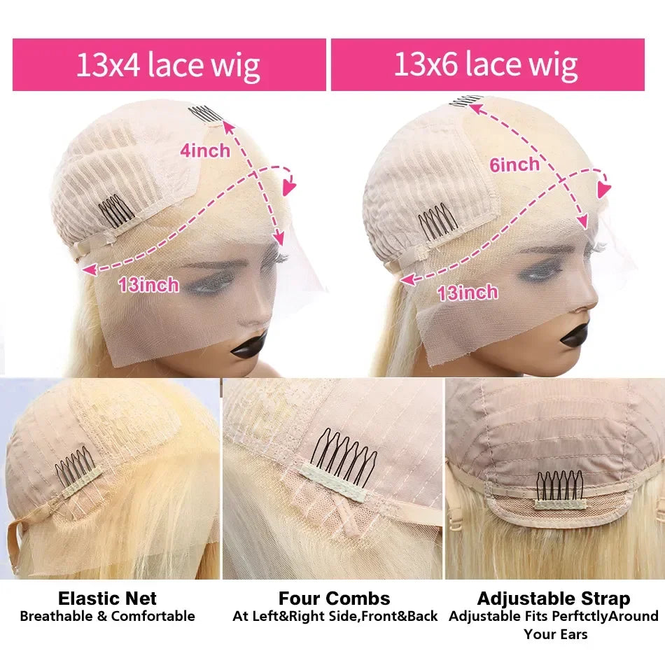 613 Blonde Water Wave Lace Frontal Preplucked HD Transparent Human Hair Wig