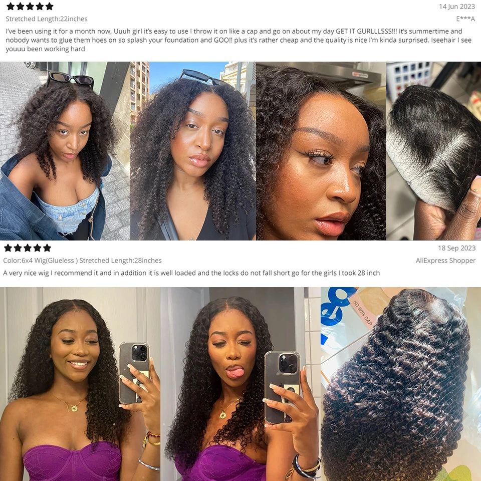 Wear Go Wig Pre Cut Mongolian Kinky Curly HD Lace Human Wig