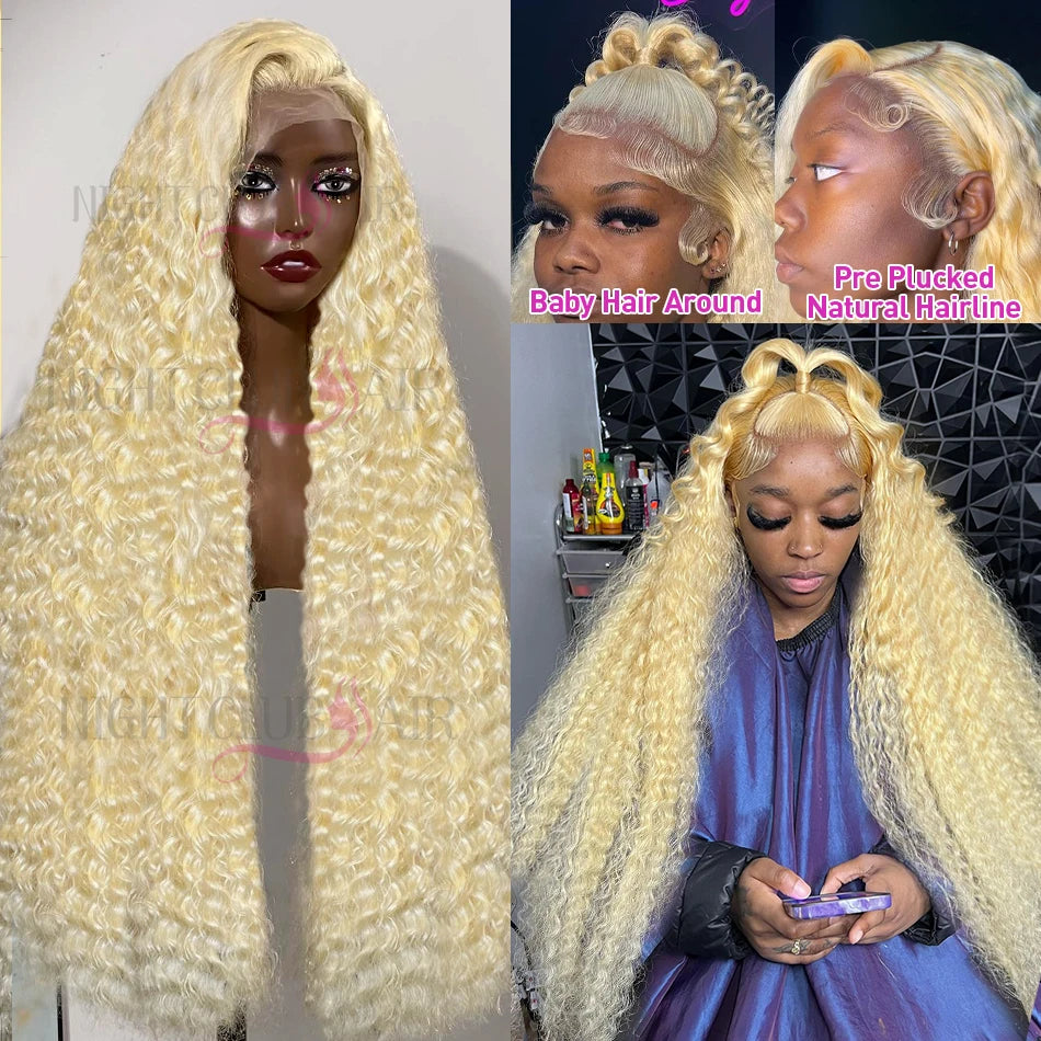 Deep Wave 613 Blonde Transparent Lace Frontal Wig Human Hair Wig
