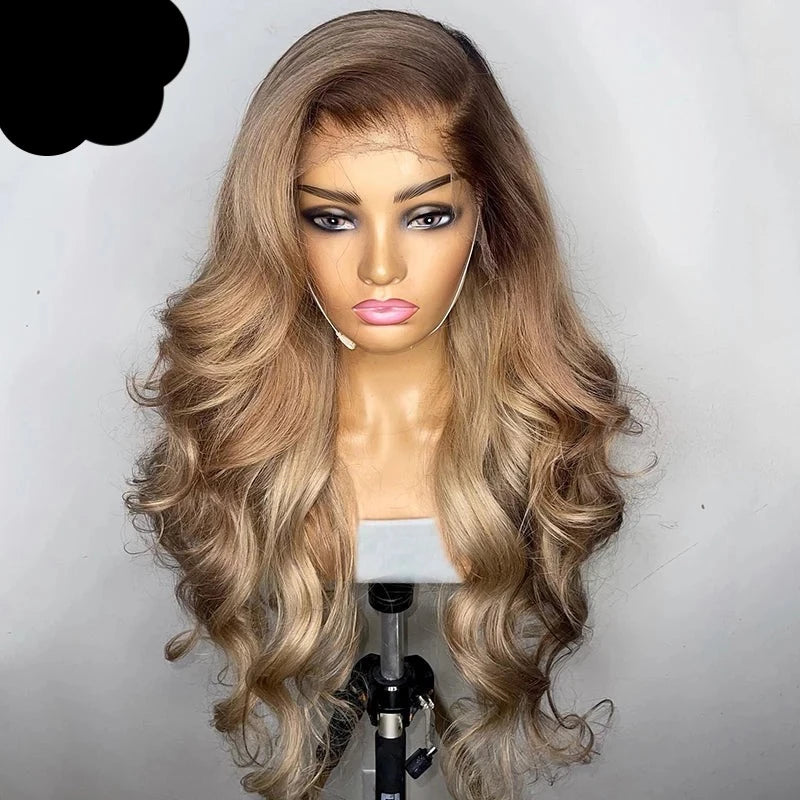 Ombre Transparent Lace Front Human Hair Body Wave Ash Blonde Pre-Plucked