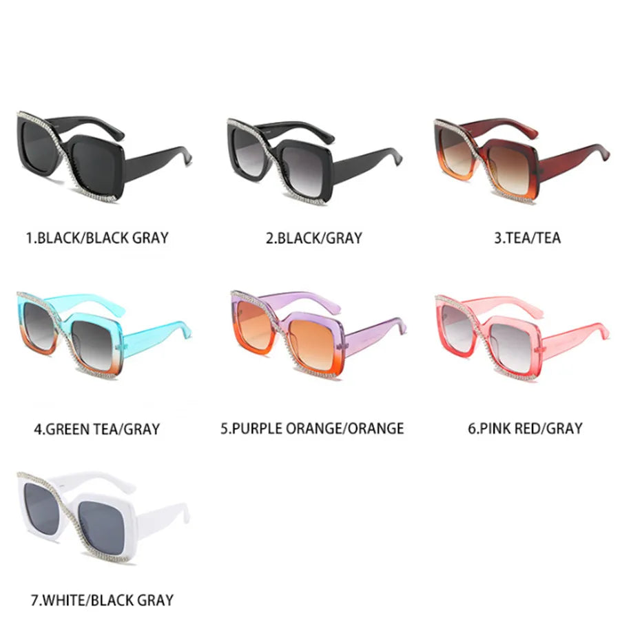 Fashion Diamond Design Square Sunglasses