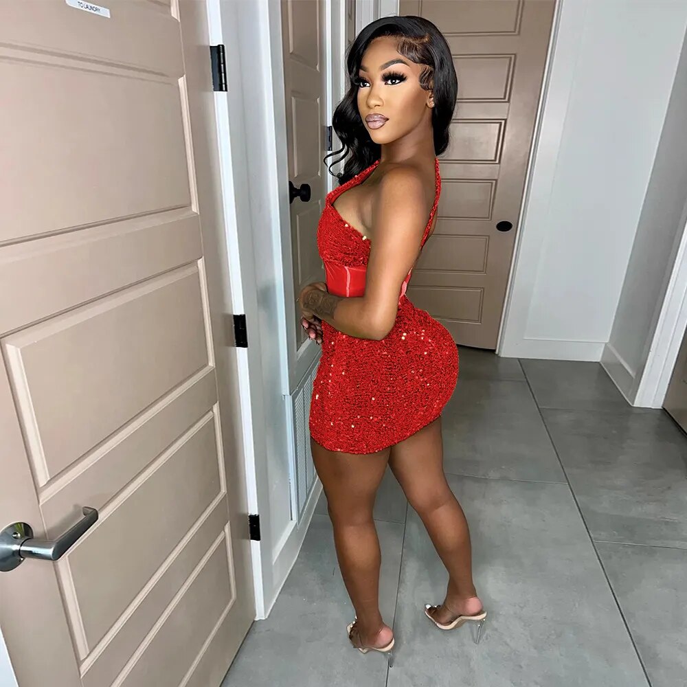 Sequin One Shoulder Mini Dress For Women