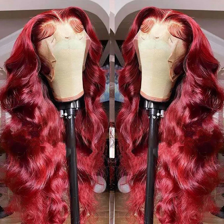 Burgundy 99J 13x6 Body Wave Human Hair Wig HD Transparent Lace Frontal Wig