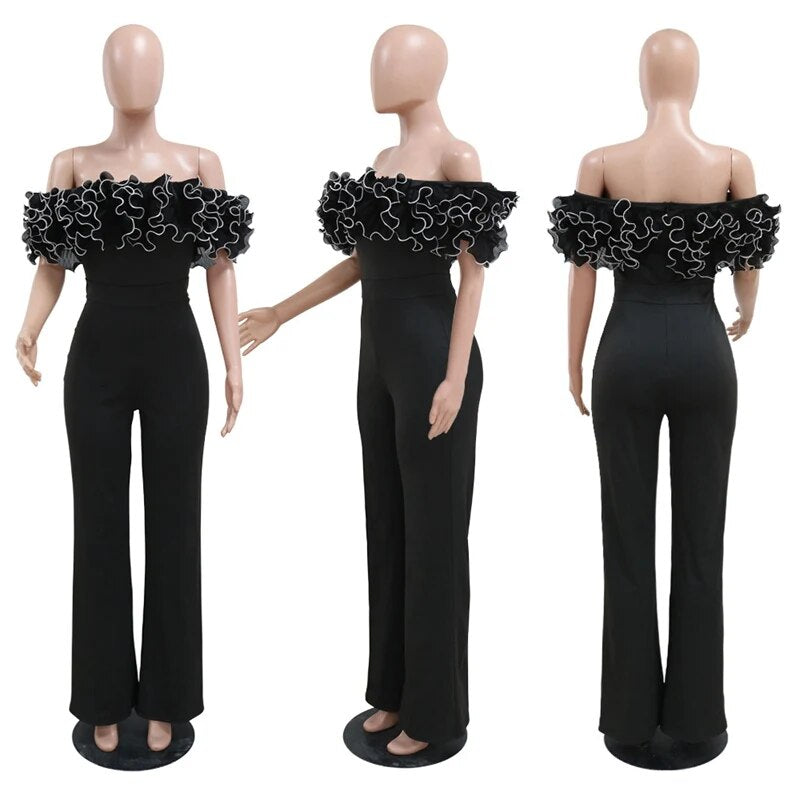 Elegant Women's Sexy Off Shoulder Slash Neck Evening Formal Jumpsuit