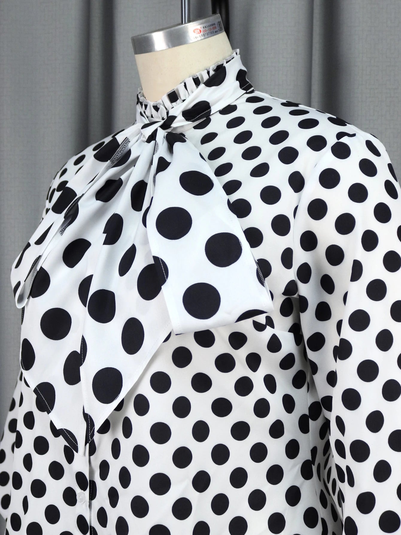 Polka Dot Printed Bowtie Blouse