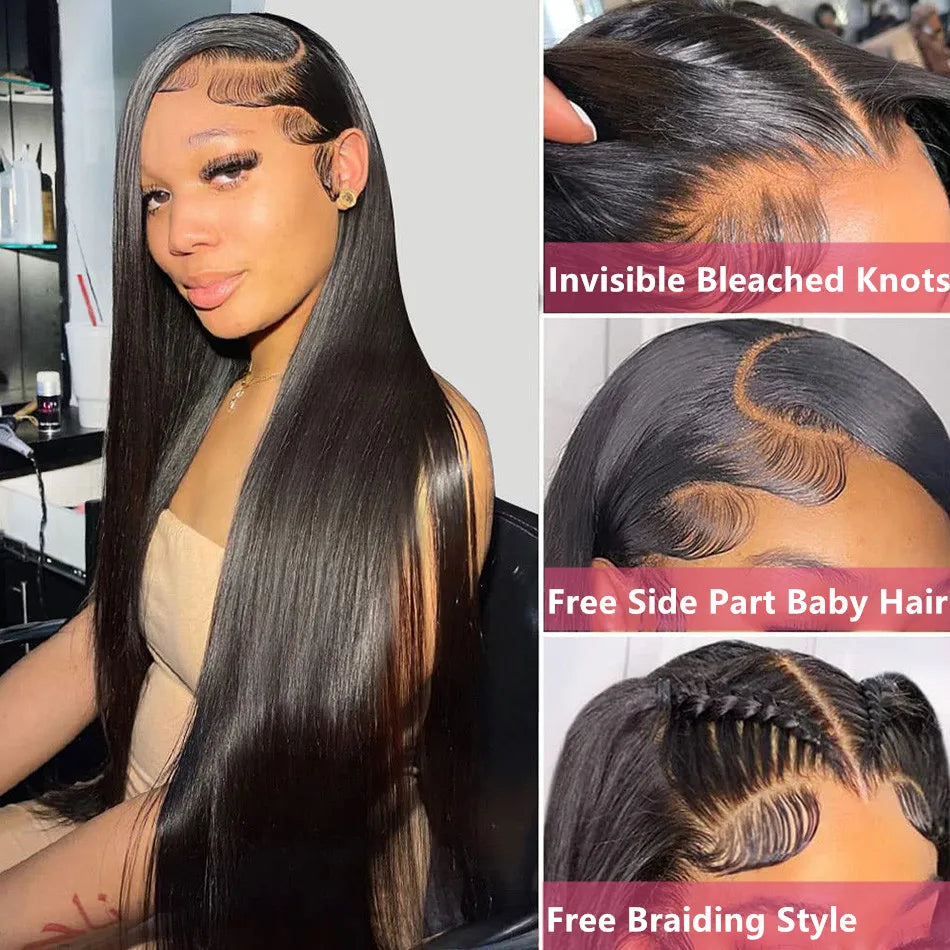 Brazilian Straight Human Hair Wig HD Transparent Lace Frontal