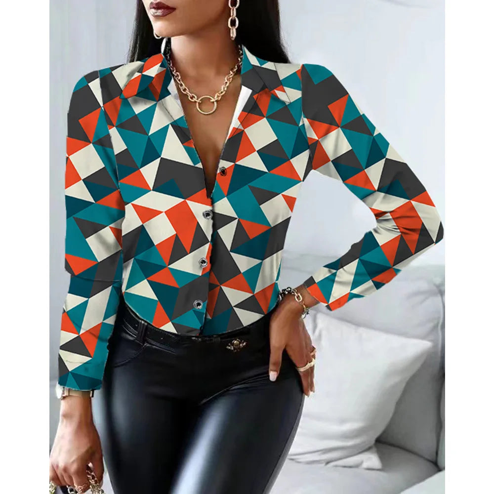 Long Sleeve Fashion Printed Blouse