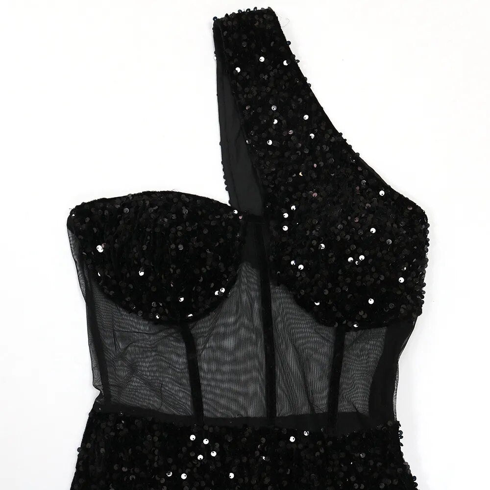Sequin One Shoulder Mini Dress For Women