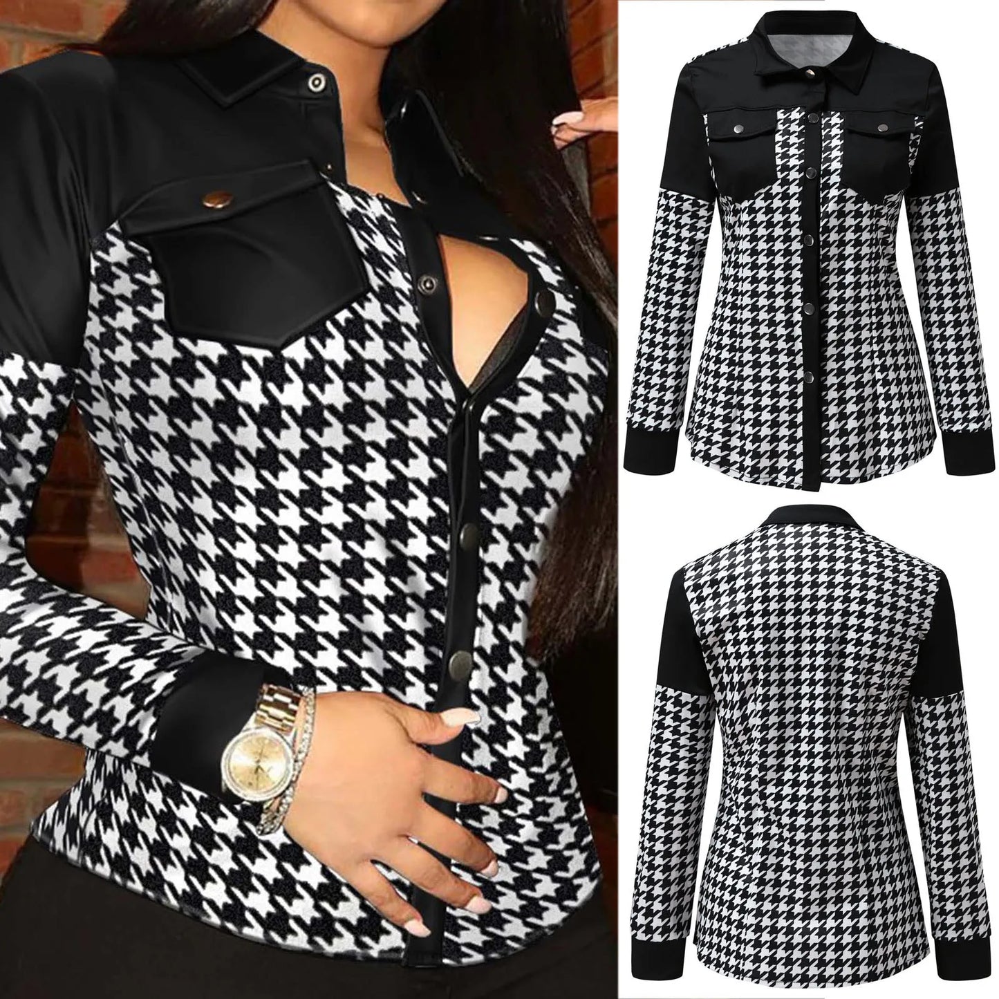 Vintage Print Casual Ladies Blouse