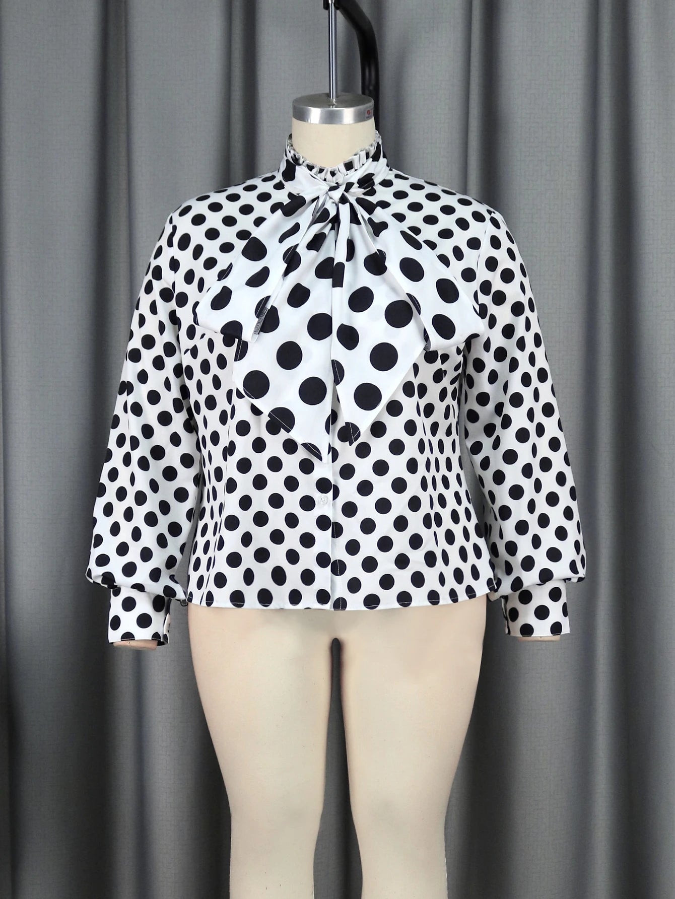 Polka Dot Printed Bowtie Blouse