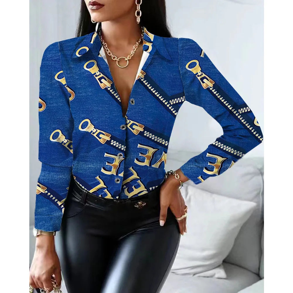 Long Sleeve Fashion Printed Blouse