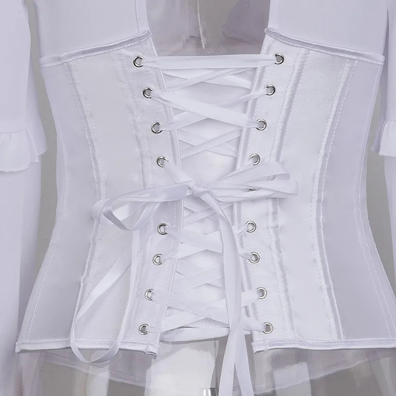 Deep V Neck Lace Up Bustier Corset