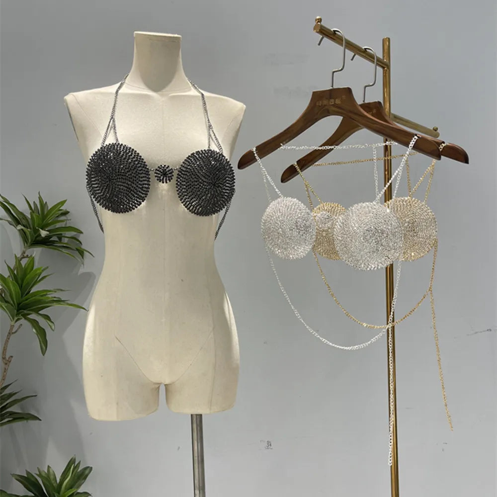 Sexy Halter Rhinestone Bra Top