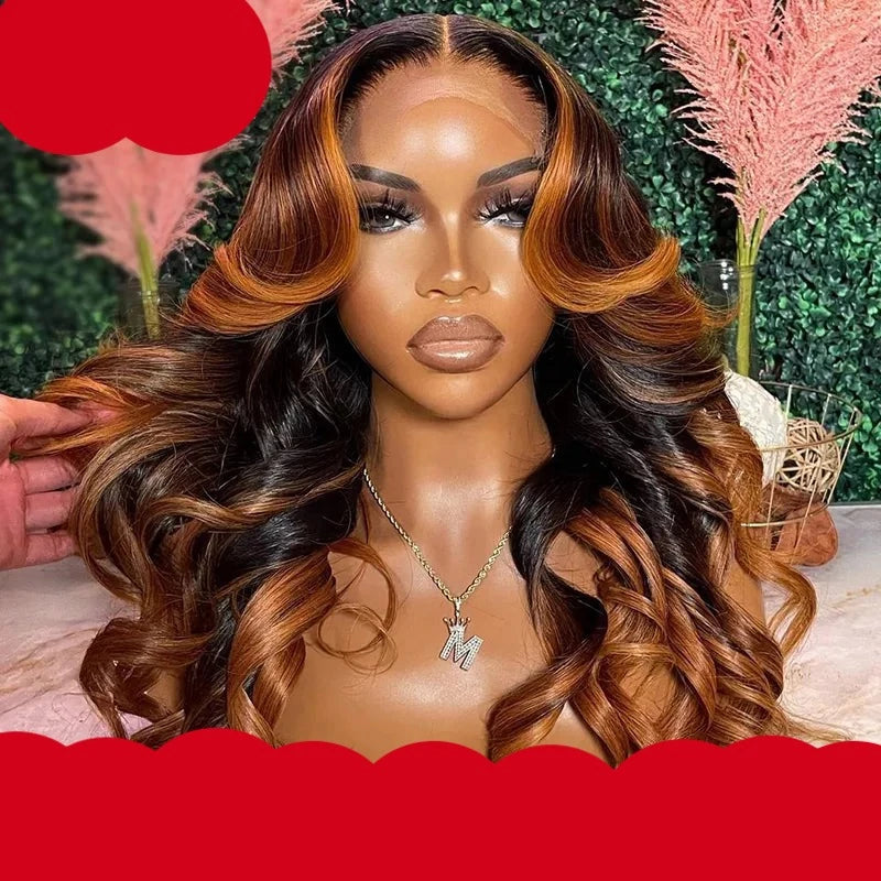 Ombre Ginger HD Transparent Lace Frontal Wig Loose Wave