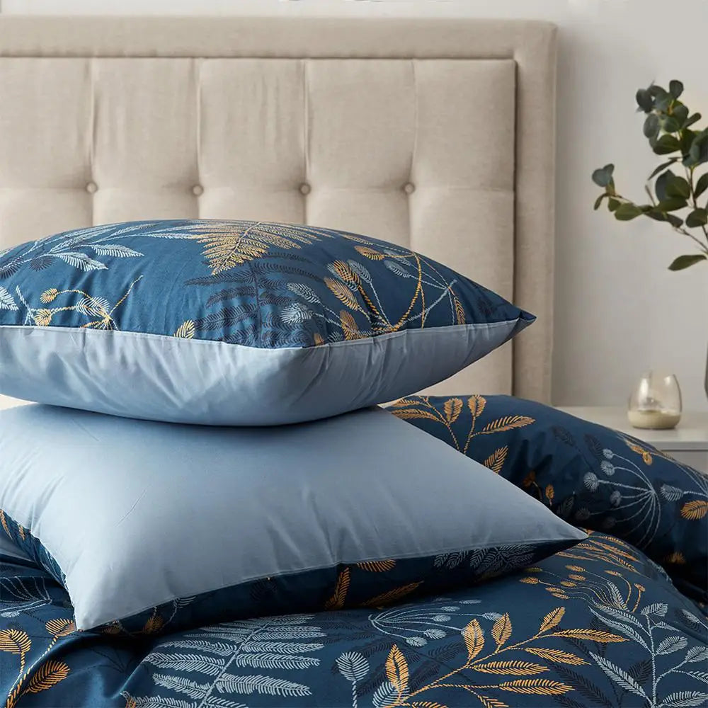 Cotton Duvet Cover Set Blue Printed Microfiber Bedding