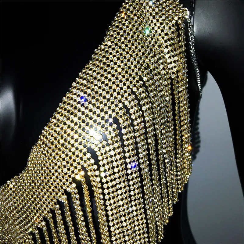 Women Halter Rhinestone Top