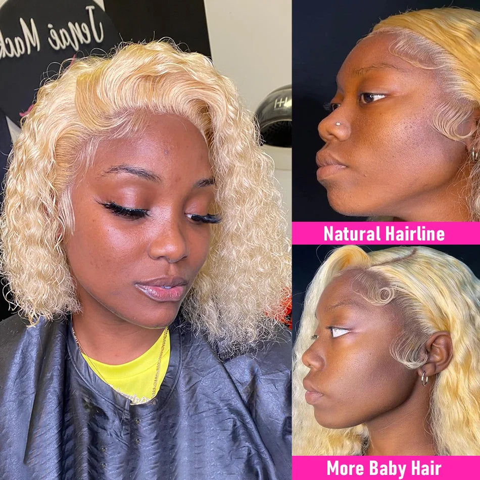 613 Blonde Bob Lace Front Human Hair Wig Preplucked