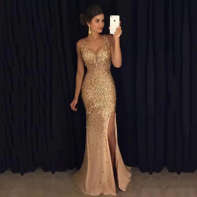 Sleeveless Side Split Evening Dress