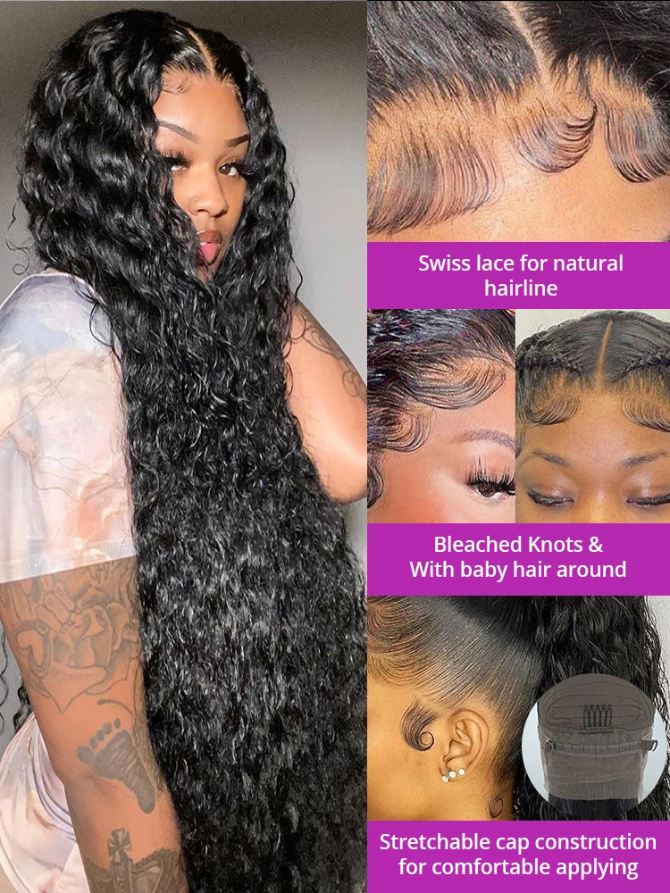 Brazilian Deep Wave HD Lace Frontal Wig Human Hair Pre Plucked