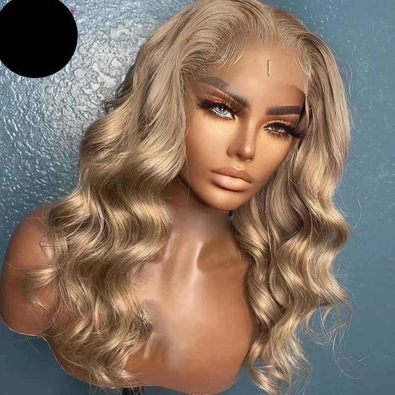 Ombre Transparent Lace Front Human Hair Body Wave Ash Blonde Pre-Plucked