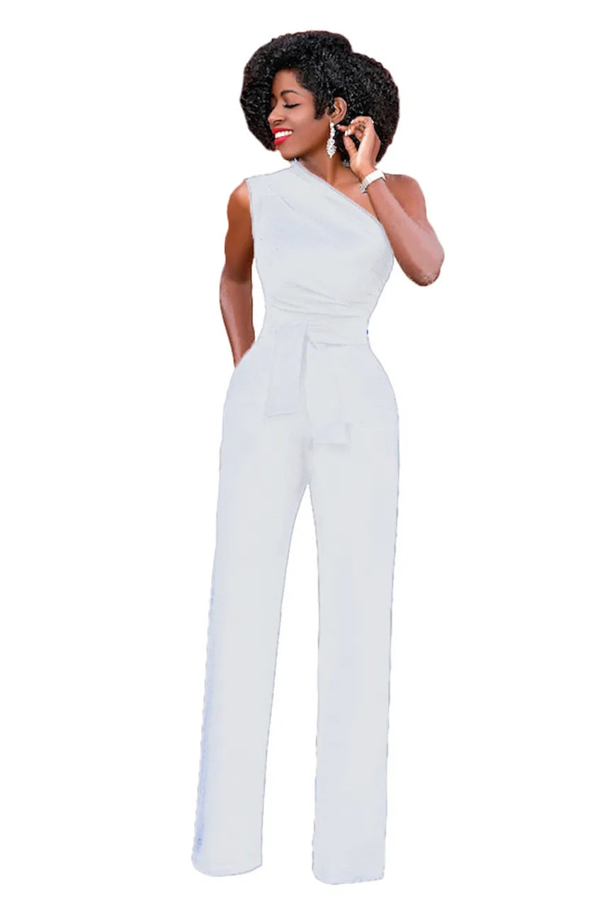 Sexy One Shoulder Women's Wide Jumpsuit