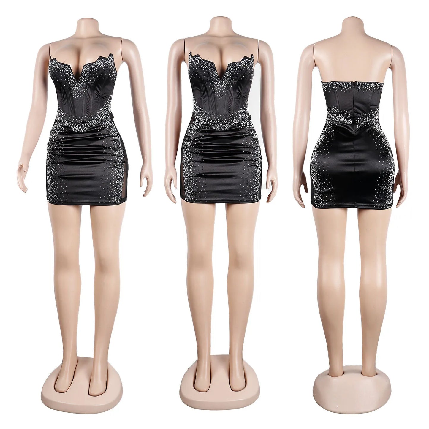 Rhinestone Corset Mini Night Club Dress