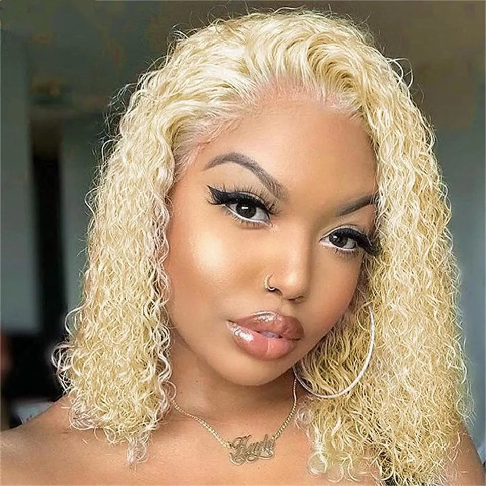 613 Blonde Bob Lace Front Human Hair Wig Preplucked