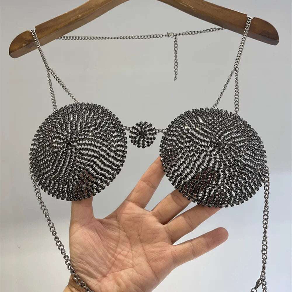 Sexy Halter Rhinestone Bra Top